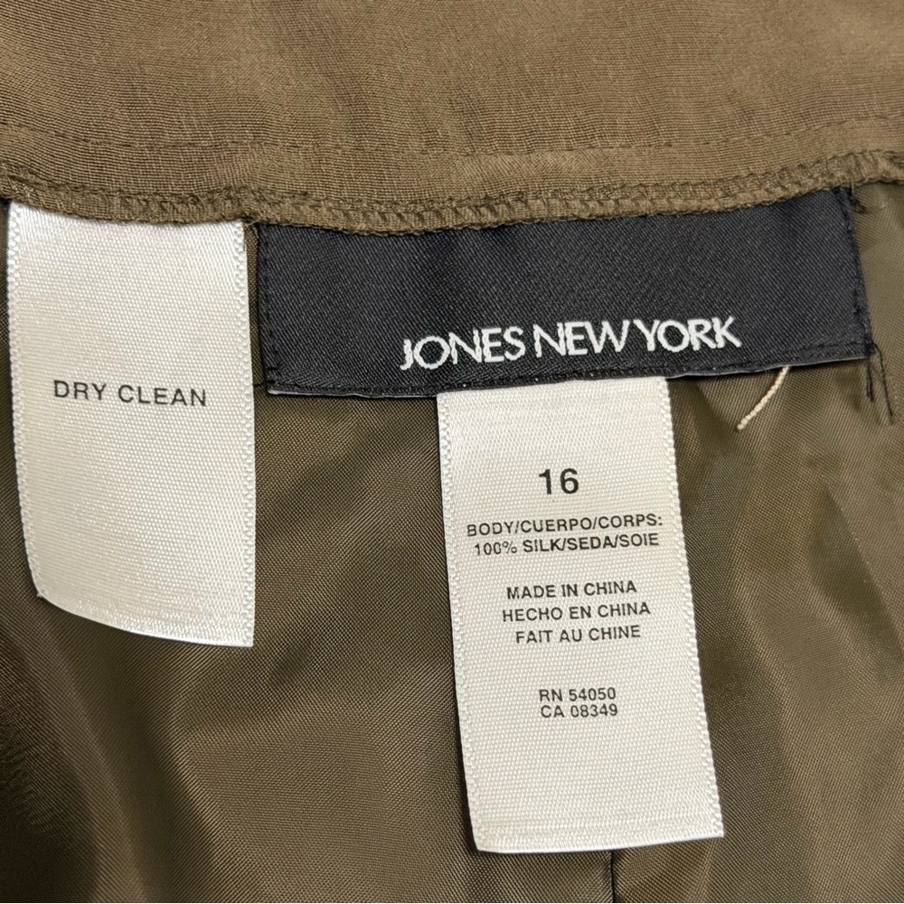 JONES NEW YORK 100% Silk Straight Leg Trousers Pants Brown Lined Sz 16 NWT - Picture 5 of 9